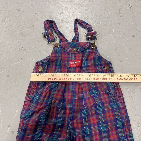 Vintage OshKosh B’Gosh Plaid Overalls Romper Vestbak Size 3T Made In USA - Picture 5 of 5